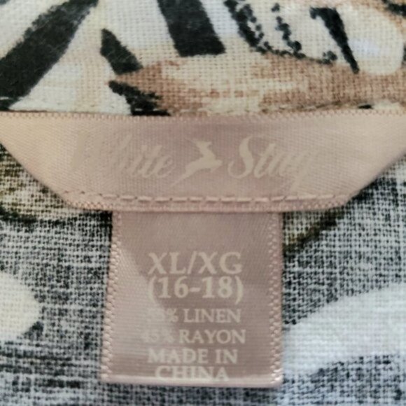 White Stag XL Hawaiian Foliage Print Button Front Short Sleeve Top - Picture 2 of 8